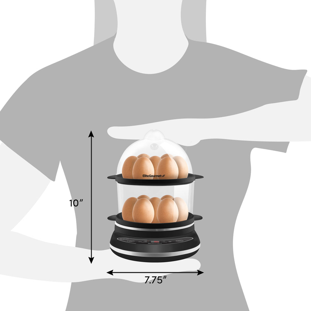 14-Egg Programmable Easy Egg Cooker, Steamer, Poacher (Black)