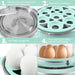 Images shown using egg cooker. 1. Fill measuring cup to desired level and pour onto heating plate. 2. Place egg rack onto base. 3. Place eggs onto egg rack. 4. Place cover & press MENU button to start cooking.