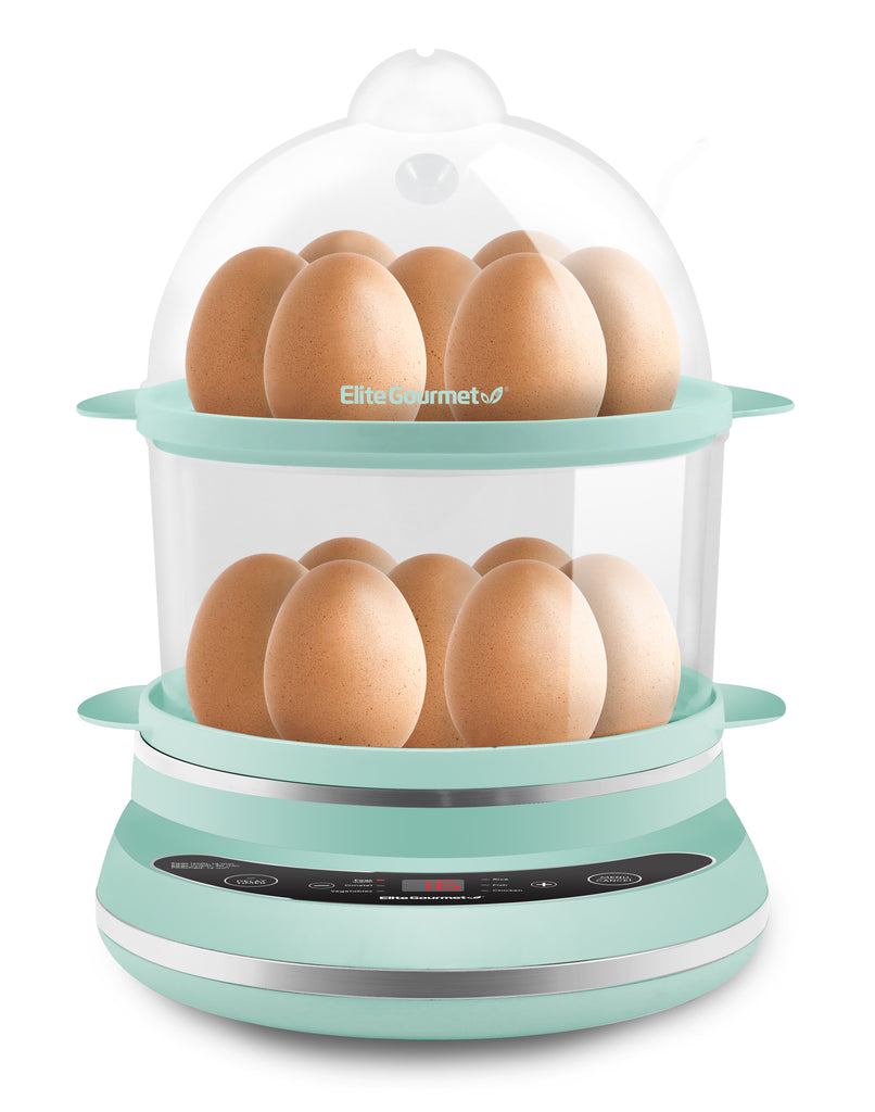 Elite Gourmet 14-Egg Programmable Easy Egg Cooker, Steamer, Poacher (Mint)