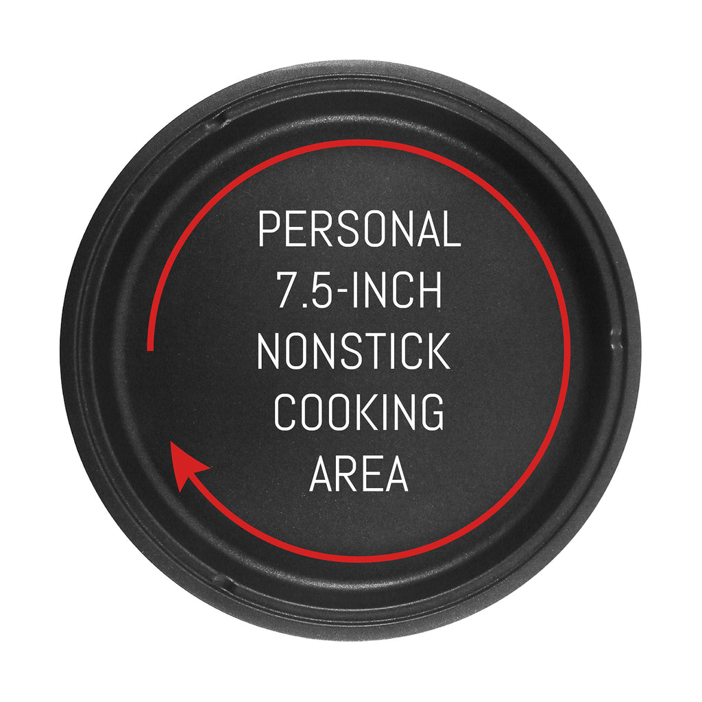 Personal 7.5-inch nonstick cooking area.