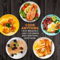 COOK ANYTHING FROM BREAKFAST, LUNCH OR DINNER AND EVERYTHING IN BETWEEN! Various grilled food of dishes.