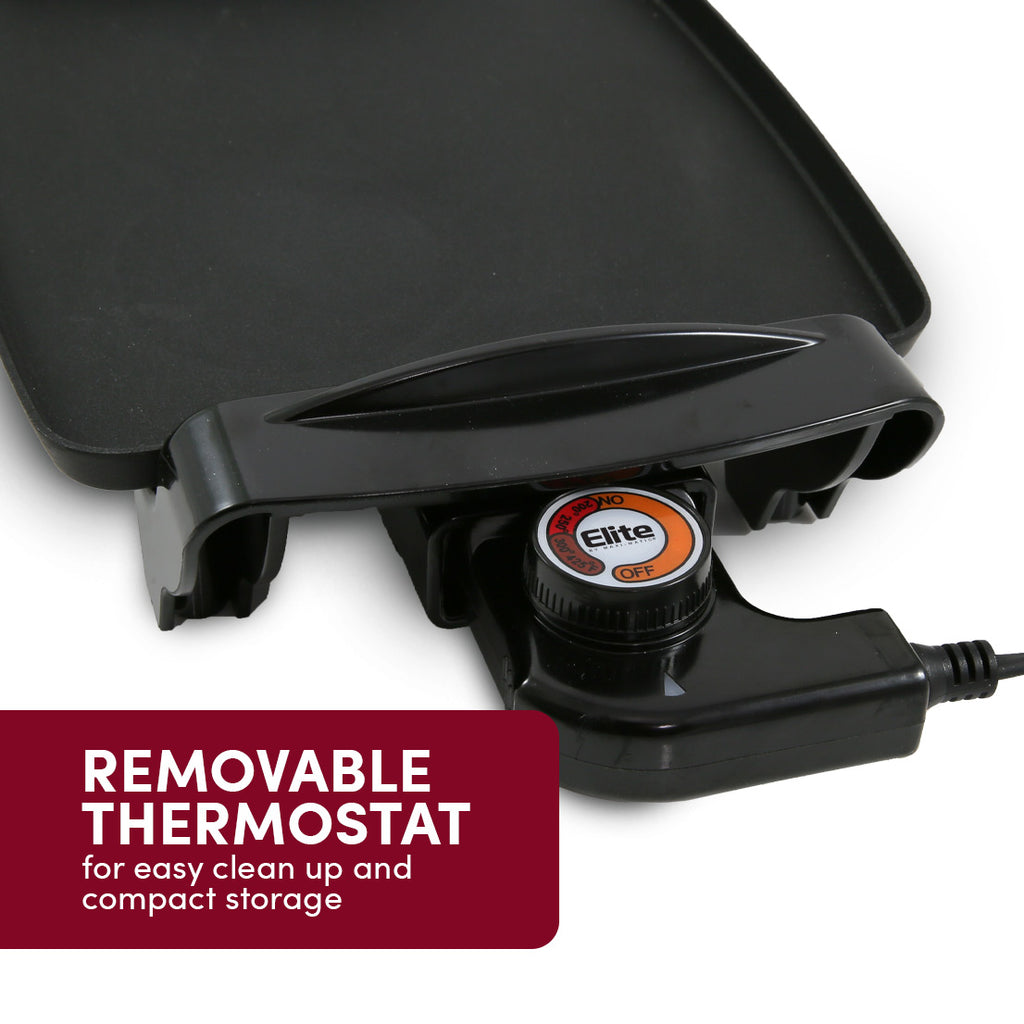 REMOVABLE THERMOSTAT for easy clean up and compact storage
