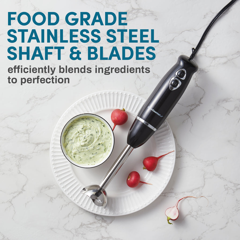 Food grade stainless steel shaft & blades efficiently blends ingredients to perfection.