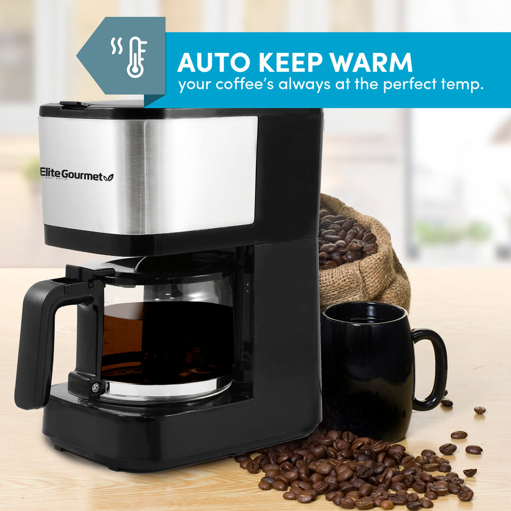 5-Cup Drip Coffee Maker, Automatic Brew Coffee Pot Machine with