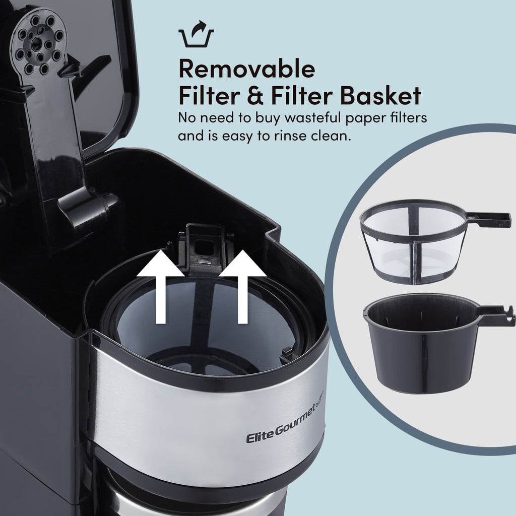 12Oz. Personal Single-Serve Compact Coffee Maker Brewer, Black – Shop Elite  Gourmet - Small Kitchen Appliances