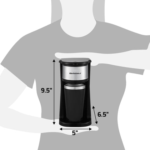Coffee maker dimension: 9.5"H x 5"W x 6.5"L.