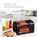 Perfect for entertaining and as fast meal solution!  cook up to 4 hot dogs and buns at a time.