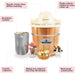 Ice Cream Maker parts : Electric motor does all the churning, Plastic interior makes for easy clean-up, Aluminum canister, Real wood construction, Makes ice cream in less than 30 minutes, 4 quart capacity.