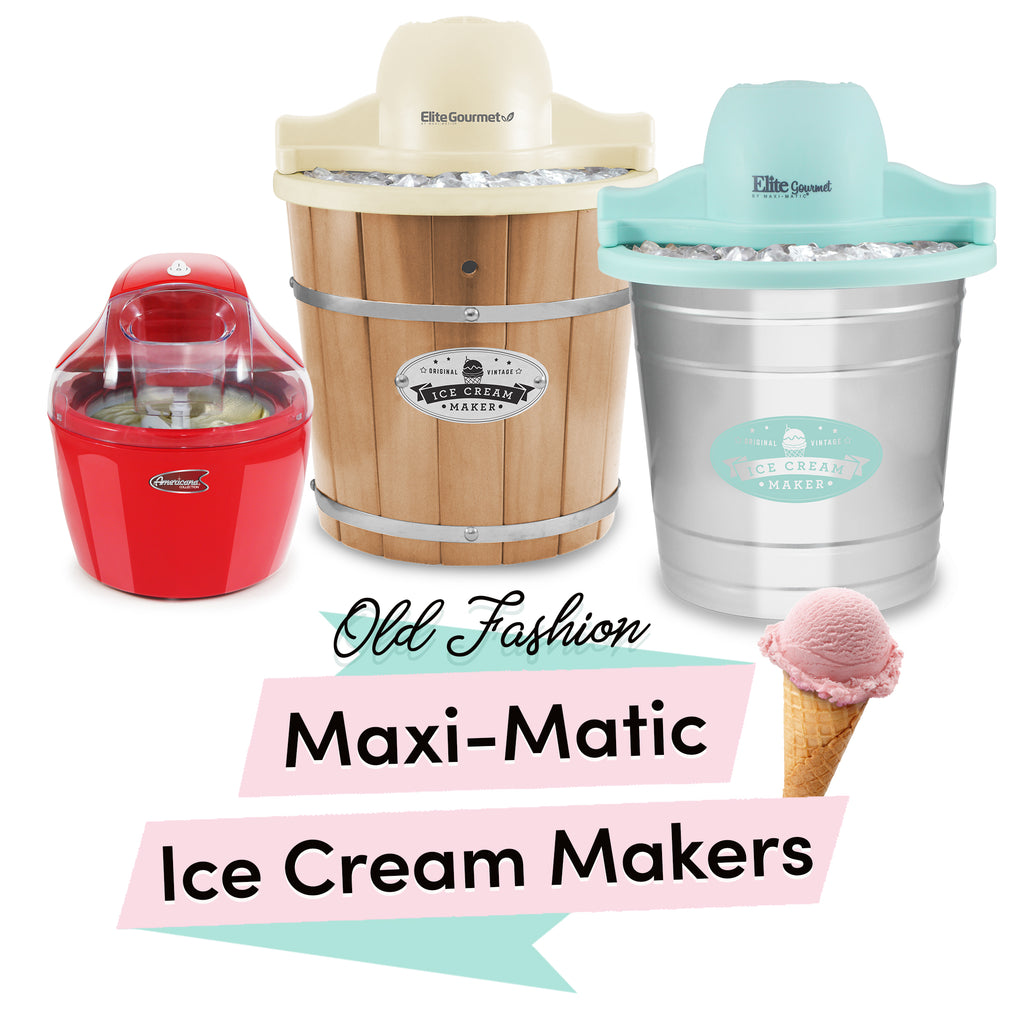 Old Fashion Maxi-Matic Ice Cream Makers. Various types of ice cream makers.