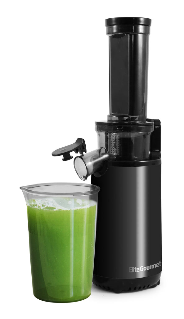 Elite Gourmet EJX600 Compact Small Space-Saving Masticating Slow Juicer,  Cold Press Juice Extractor, Nutrient and Vitamin Dense, BPA-Free Tritan,  Easy