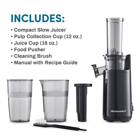 16oz Compact Masticating Slow Juicer – Shop Elite Gourmet