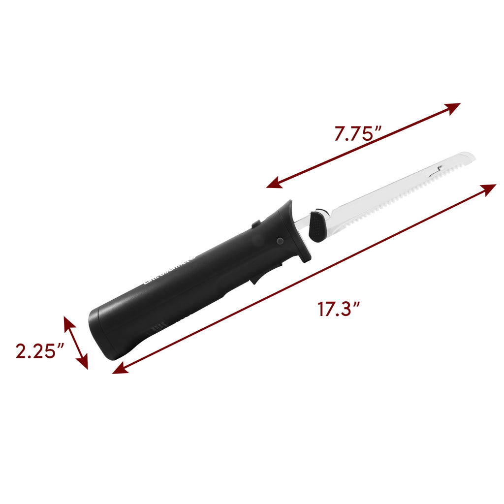 Dimensions of Electric Knife:  2.25" Width, 17.3" Length, 7.75" Length of Blades.