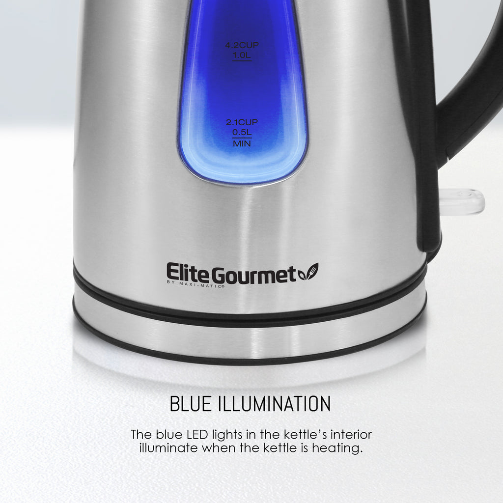 Elite Platinum 1.7L Stainless Steel Cordless Electric Kettle [EKT-1271] –  Shop Elite Gourmet - Small Kitchen Appliances