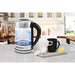 1.7L Glass Cordless Electric Programmable Water Kettle on the table with coffee mugs