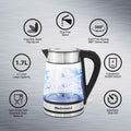 Easy One Touch Pop-Up Lid 1.7 Liter Large Capacity Food Grade Safe Stainless Steel Material Drip-Free Spout Cord-Free Serving 360° Swivel Base Convenient On/Off Switch Automatic Shut-Off