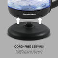 CORD-FREE SERVING The 360° swivel base allows you to safely and easily pour and serve.