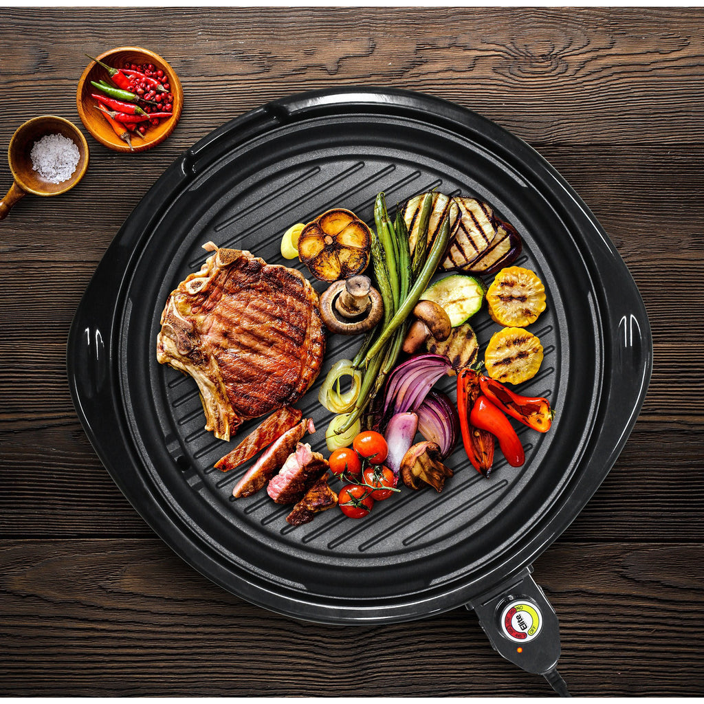 Elite Gourmet Smokeless Indoor Electric BBQ Grill with Glass Lid,  Dishwasher Safe, Nonstick, Adjustable Temperature, Fast Heat Up, Low-Fat  Meals Easy