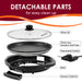 DETACHABLE PARTS for easy clean up Glass Lid, PFOA-Free Nonstick Grill Plate,  Thermostat Control, Base, Grease Collector.