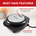 MUST HAVE FEATURES. Indicator Lights lets you know when it's ready to cook.  Cord Wrap for easy storage.