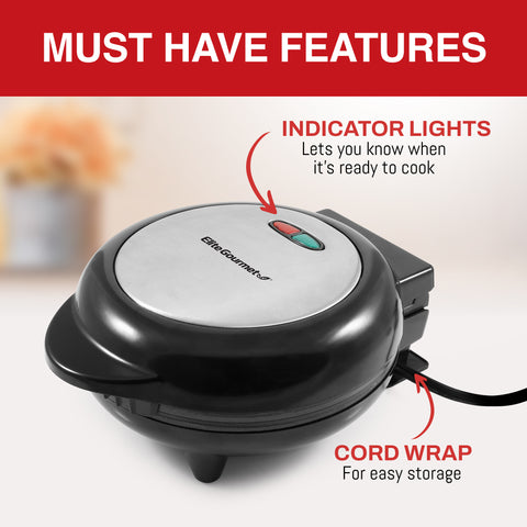 MUST HAVE FEATURES. Indicator Lights lets you know when it's ready to cook.  Cord Wrap for easy storage.