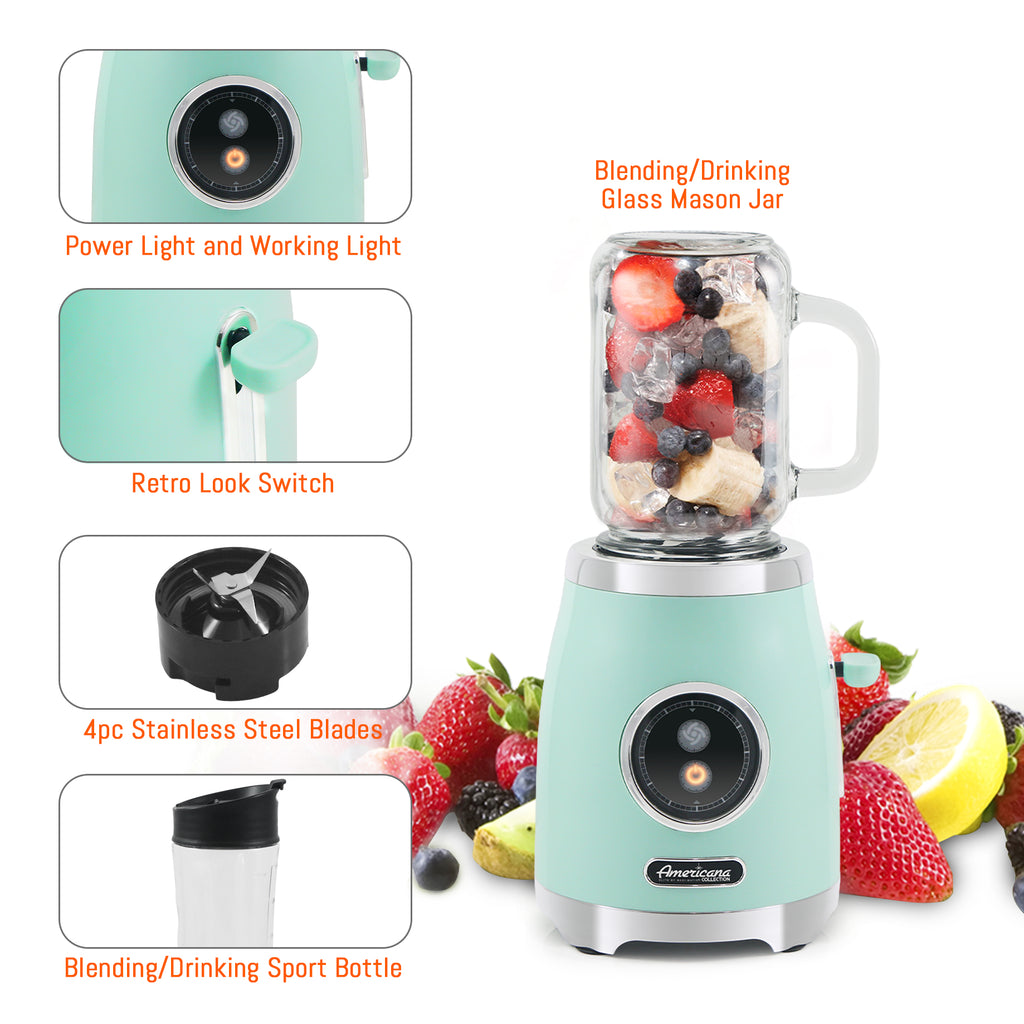 17oz Retro Mason Jar Personal Blender (Mint) – Shop Elite Gourmet - Small  Kitchen Appliances