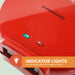 INDICATOR LIGHTS let you know when it's ready to cook. Photo of indicator lights on quesadilla Maker