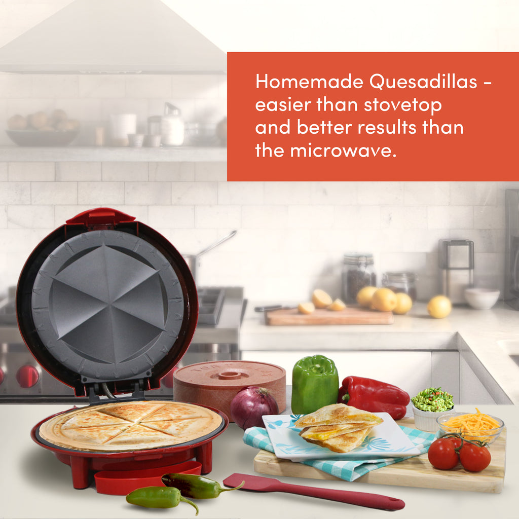 Elite Gourmet EQD-118 Non-Stick Electric, Mexican Taco Tuesday Quesadilla  Maker, Easy-Slice 6-Wedge, Grilled Cheese (Red)
