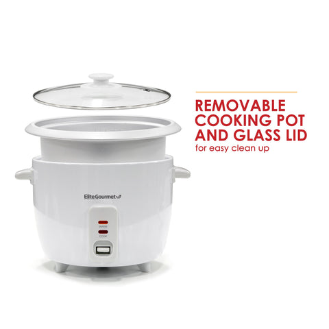 Removable cooking pot and glass lid for easy clean up.  All parts separated.