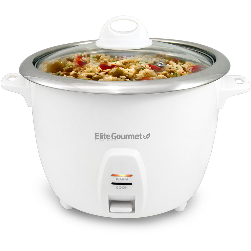 Better Chef 5-Cup Rice Cooker with Food Steamer - White, Timer