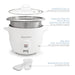 Rice cooker parts: Tempered glass lid with steam vent & cool-touch knob. Stainless steel pot with a tri-ply encapsulated bottom 20 cup cooked rice capacity. Base with cool-touch handles and cook & warm indicator lights. Measuring cup & scoop are durable & BPA free.