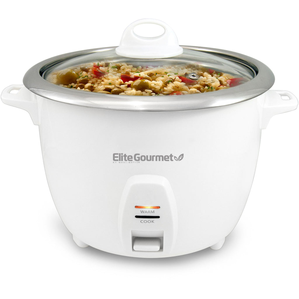 Elite Gourmet 6-cup Rice Cooker with Stainless Steel Pot 