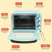 Parts indicated.  Oven Pan, bake or broil and entire meal.  Power Indicator illuminates when the oven is in operation.  Control Panel temperature/timer/function control knobs.  Pan Removable Handle safe & easy removal of the oven pan.  Oven Door constructed of safety tempered glass.  Slide-out Crumb Tray makes cleanup a cinch.  Wire Grill Rack can be used for baking, broiling or toasting.
