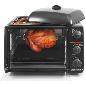 23L Countertop XL Rotisserie Toaster Oven with Top Grill & Griddle & Lid, 6-Slice