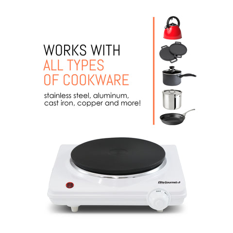 Works with all types of cookware.  stainless steel, aluminum, cast iron, copper and more!