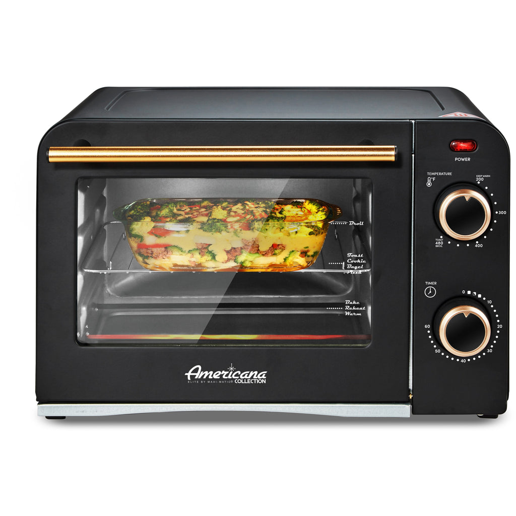 4-Slice Compact Countertop Toaster Oven - with 60-Minute Timer, Slide Out  Rack, Bake Tray (Black) 