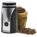 Electric Nut Spice Herb Coffee Grinder next to a bag of coffee beans.