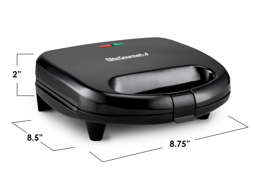Dimensions of Waffle Maker:  8.75" Width, 8.5" Length, 2" Height.