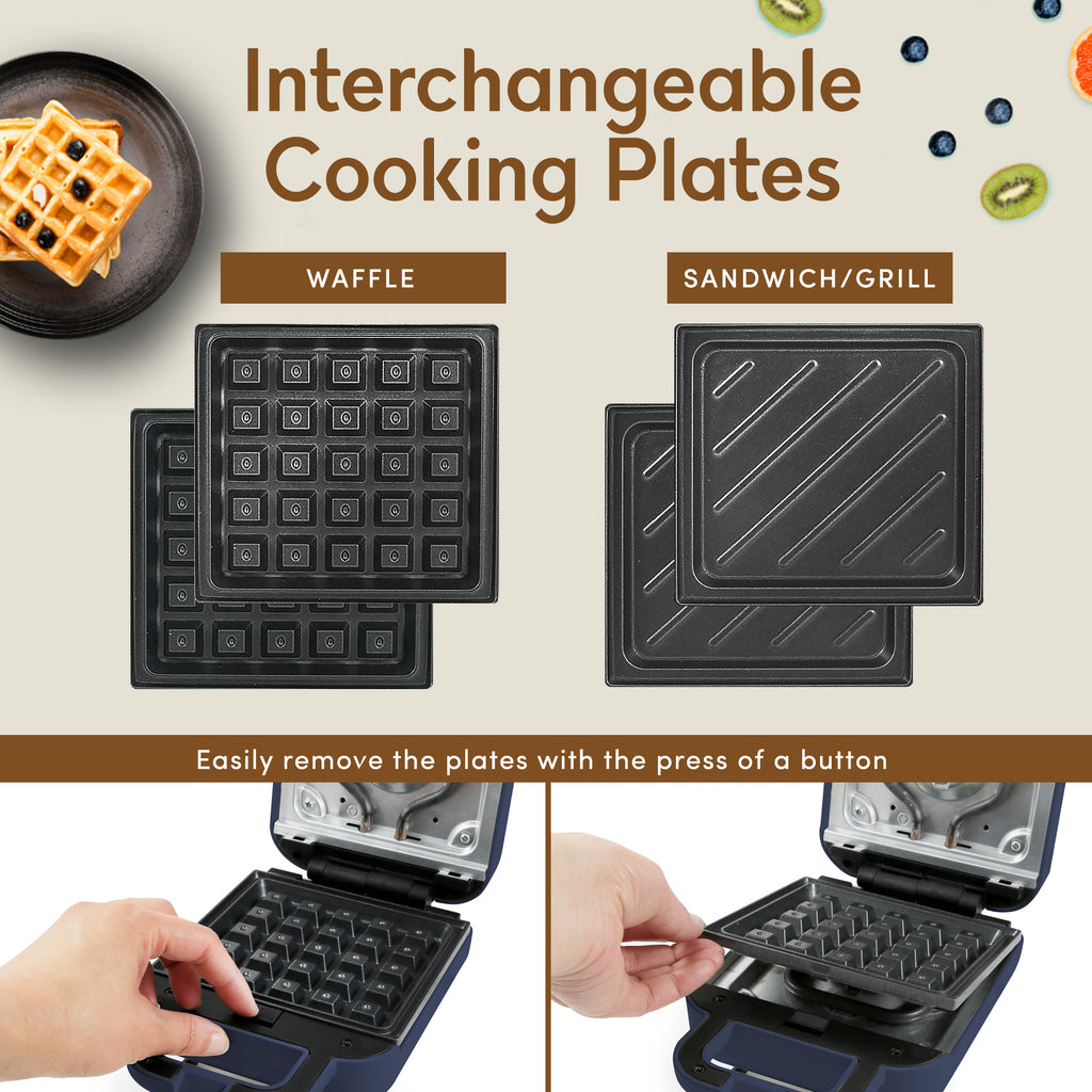 3-in-1 Nonstick Mini Waffle Breakfast Maker (Blue Gray) – Shop Elite  Gourmet - Small Kitchen Appliances