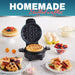 HOMEMADE Stuffed waffles. Image showing 5" Fluffy Stuffed Nonstick Waffle Maker with various stuffed waffles.
