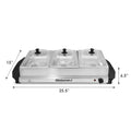 7.5-Quart Triple Buffet Server Food Warmer dimensions. 25.5" width, 6.5" height, 15" length