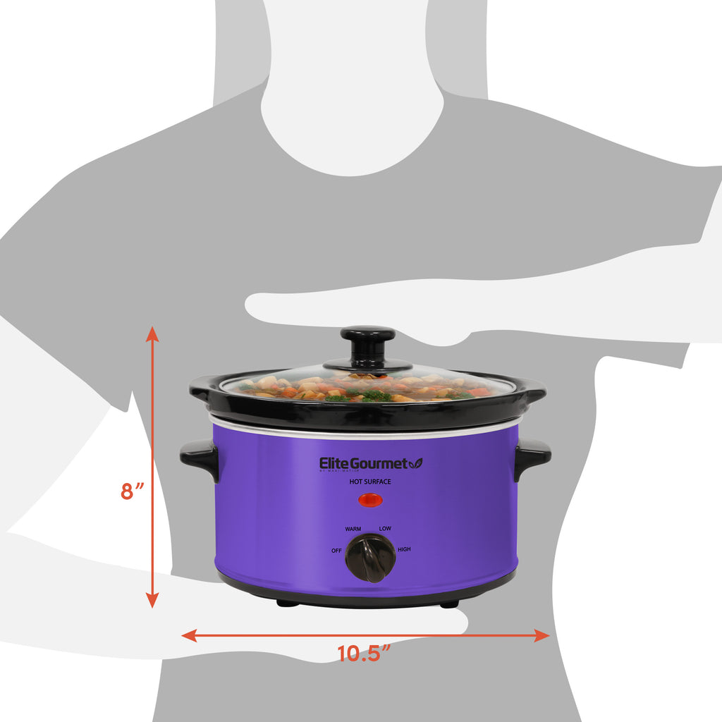 2 Qt. Oval Electric Slow Cooker with Glass Lid (Purple) – Shop