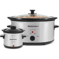 5Qt. Slow Cooker with stew inside, plus 0.75Qt Mini Dipper