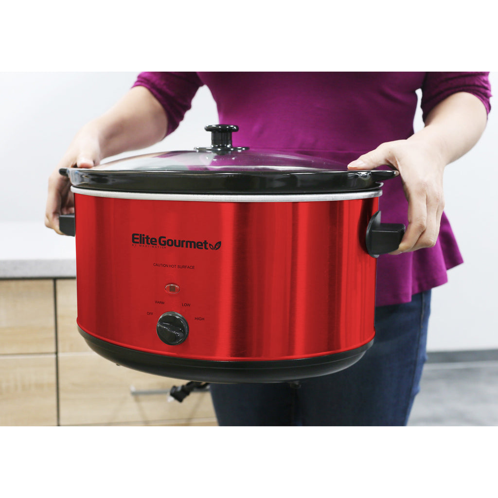 8.5 Qt. Deluxe Stainless Steel Slow Cooker with Glass Lid – Shop Elite  Gourmet - Small Kitchen Appliances