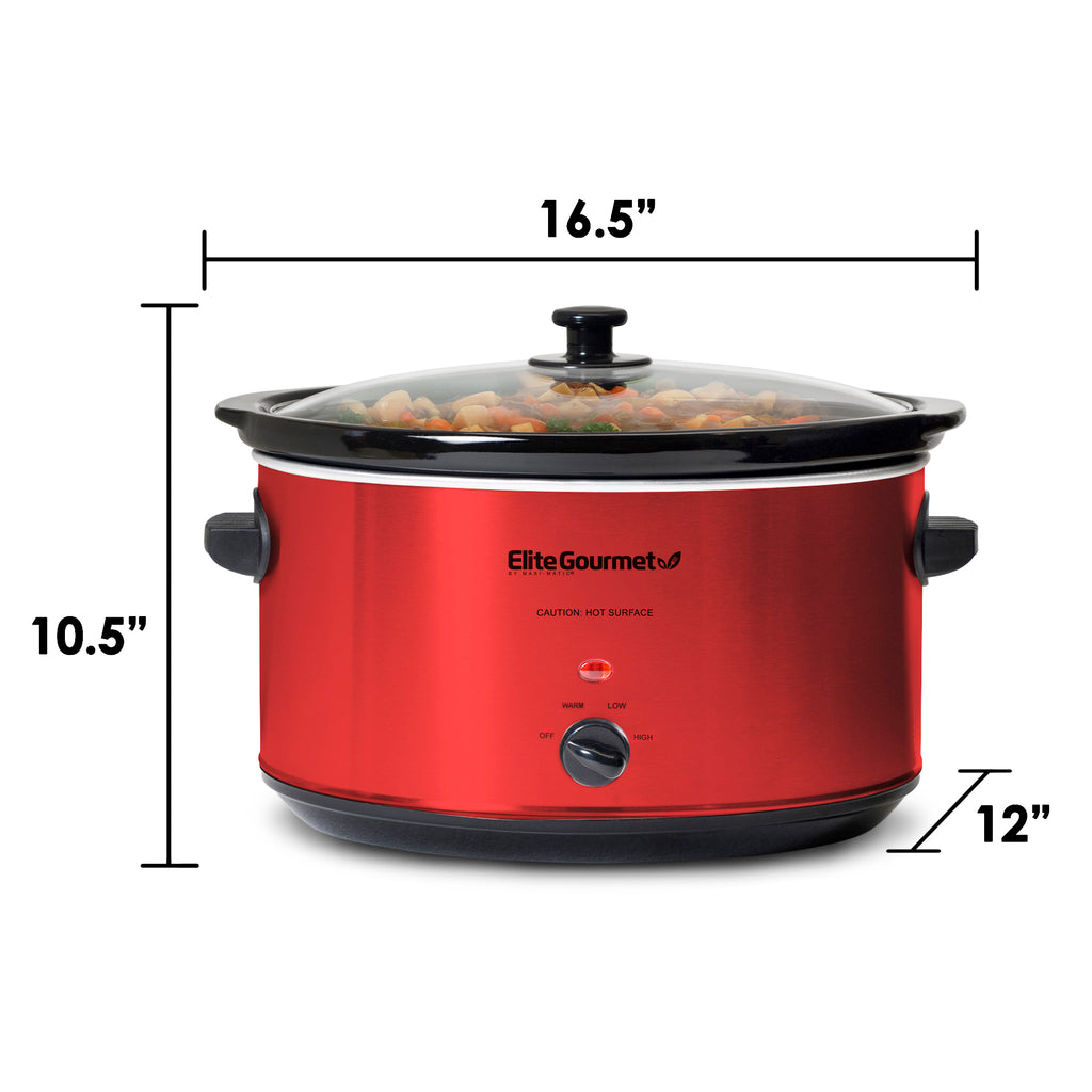 Dimensions of Slow Cooker. 16.5" Width, 12" Length, 10.5" Height.
