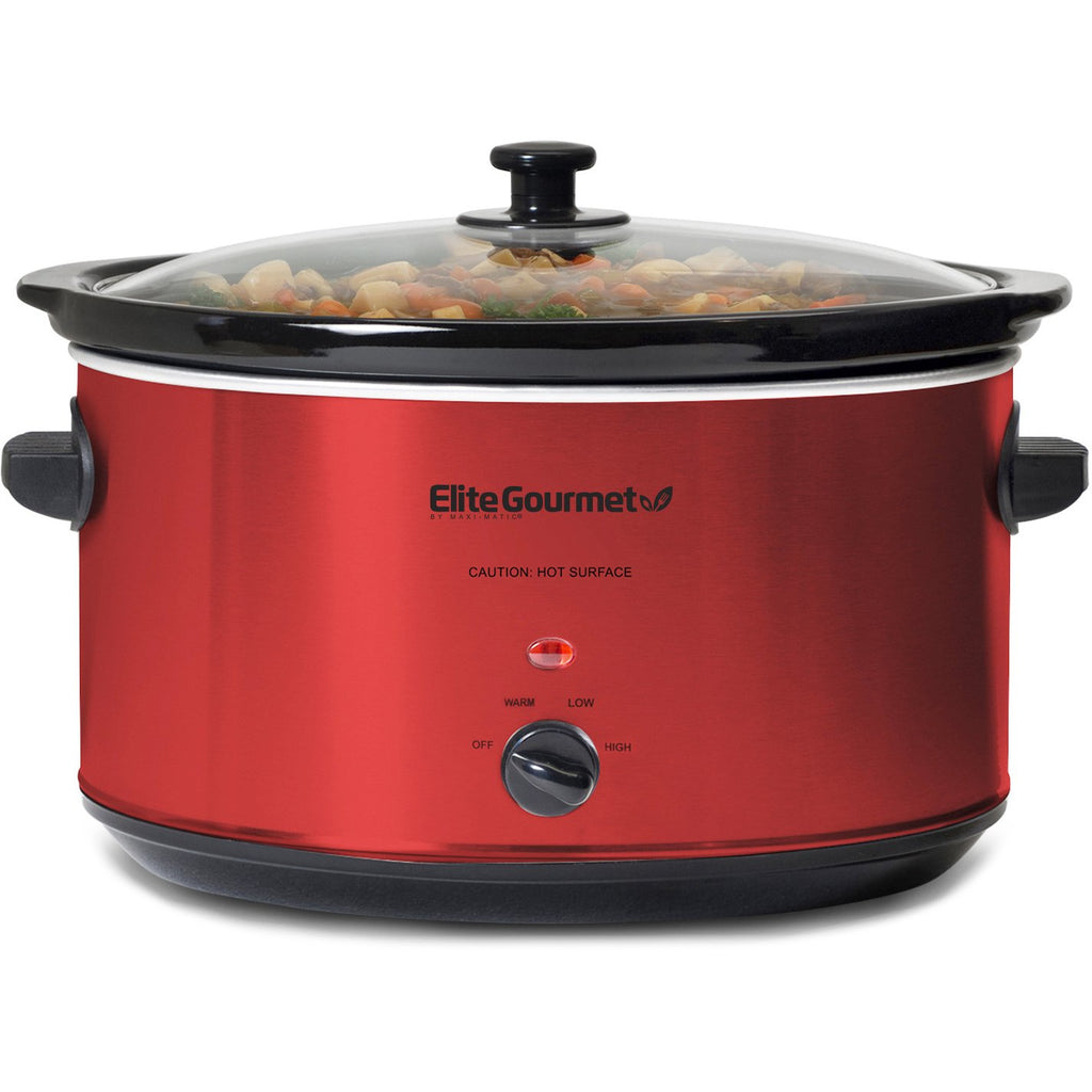 Deluxe Metallic Red Slow Cooker with Glass Lid - Main Image