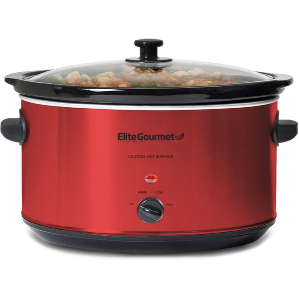 8.5 Qt. Deluxe Metallic Red Slow Cooker with Glass Lid