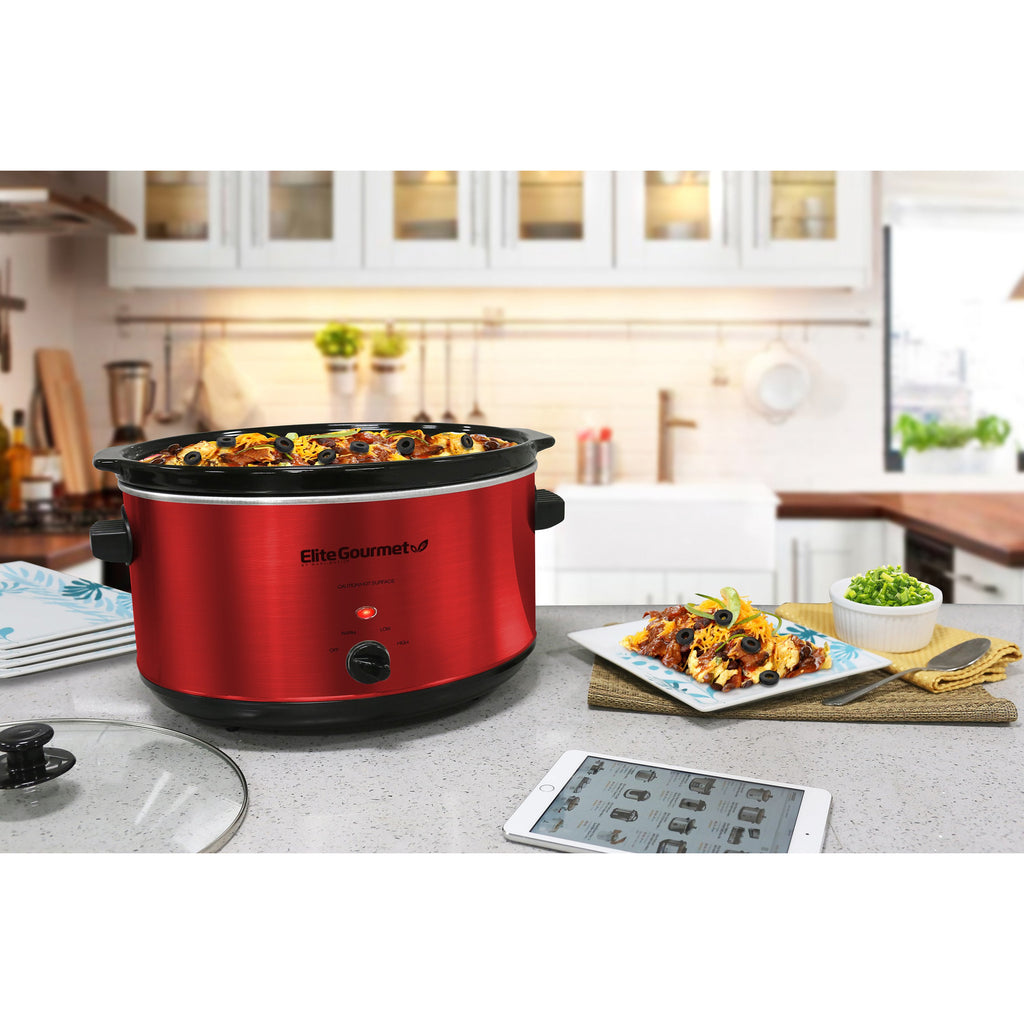 8.5 Qt. Deluxe Metallic Red Slow Cooker with Glass Lid – Shop