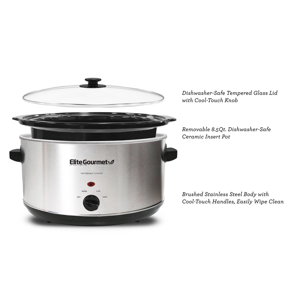 8.5 Qt. Deluxe Stainless Steel Slow Cooker with Glass Lid – Shop