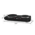Dimensions of Dual Burner:  16.5" Width, 9" Length, 3" Height.