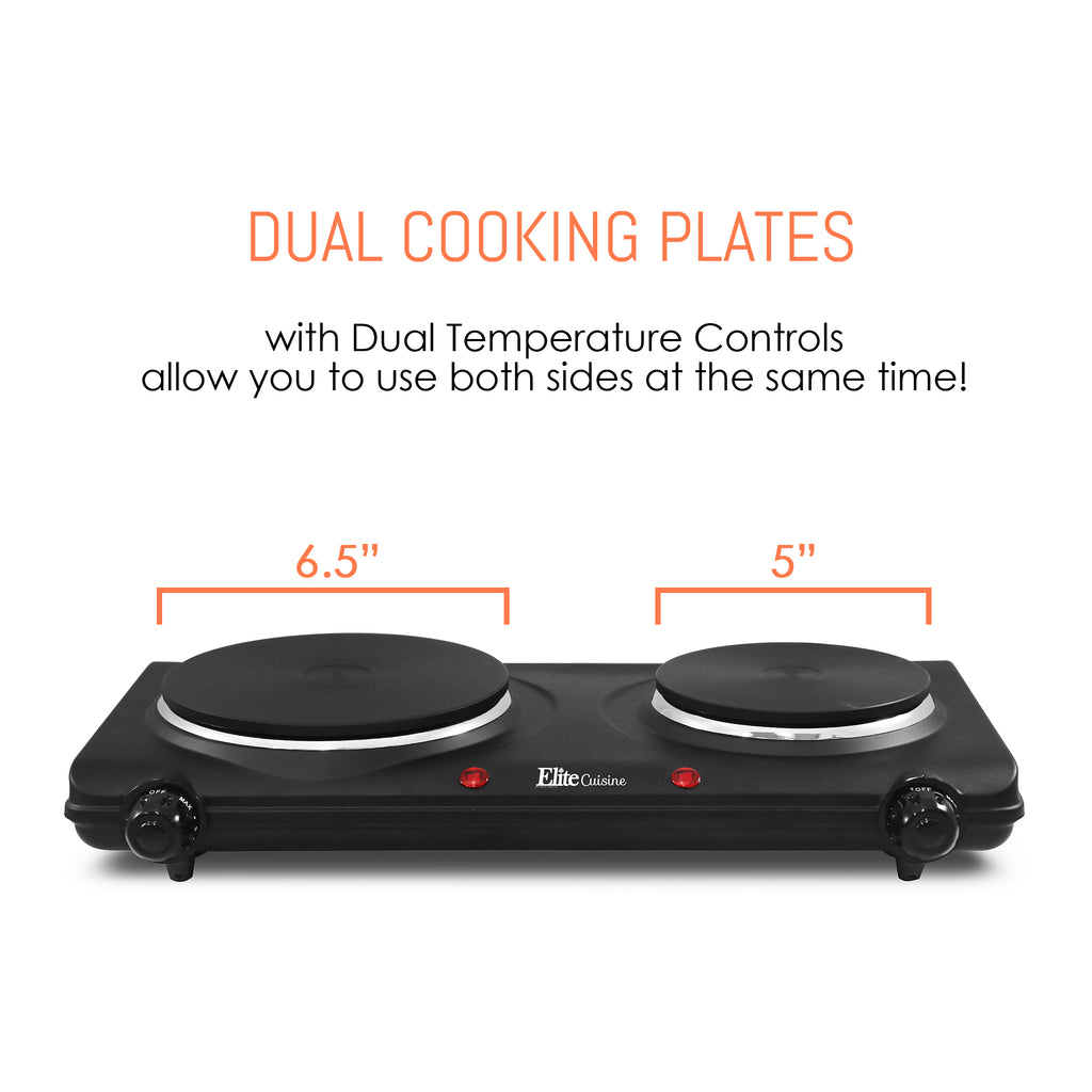 Elite Gourmet Elite Cuisine Countertop Double Flat Burner, Electric Hot  Plate with Temperature Controls, 1500W - Macy's